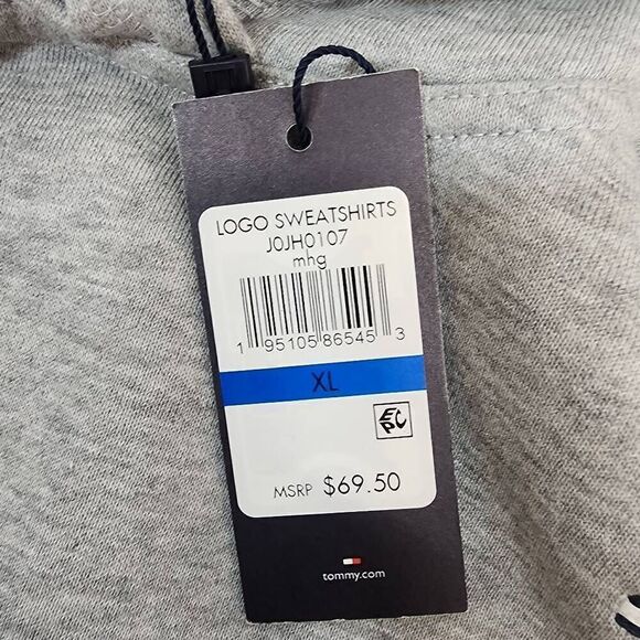 Tommy Hilfiger Size XL Grey Pullover Logo Sweatshirt Hoodie NWT - Picture 6 of 7